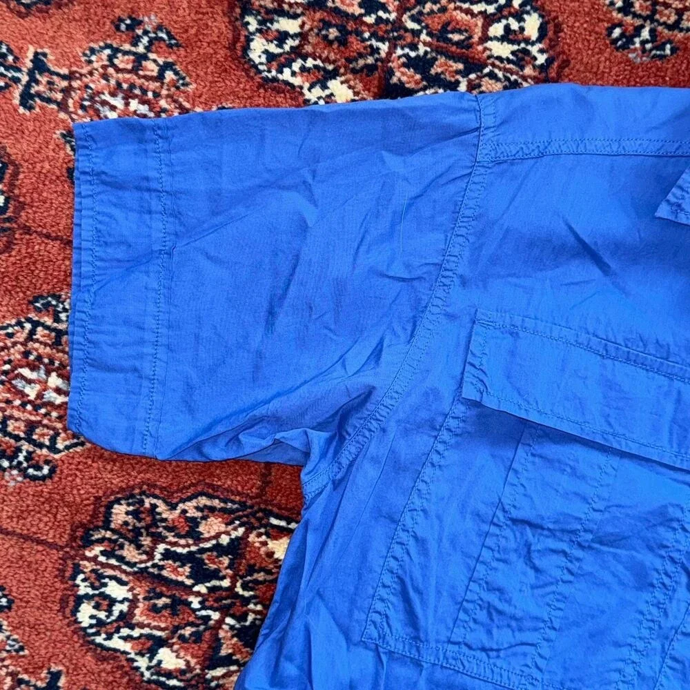 J.Crew‎ Women's XS Cobalt Blue Short Sleeve Button Front PULLOVER Shirt